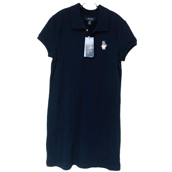 Polo Ralph Lauren Other - NWT Polo Ralph Lauren Dress Girls L 12 14 Embroidered Bear Navy Blue Preppy $50